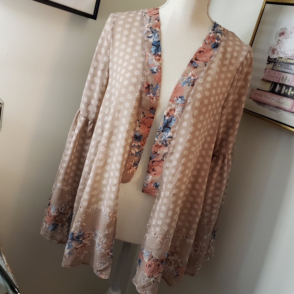 Sheer open flowy front cardigan top